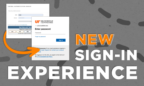 New Sign-In Experience; Screenshots of current and new Central Authentication Service login pages