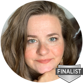 April Bryant with Finalist badge