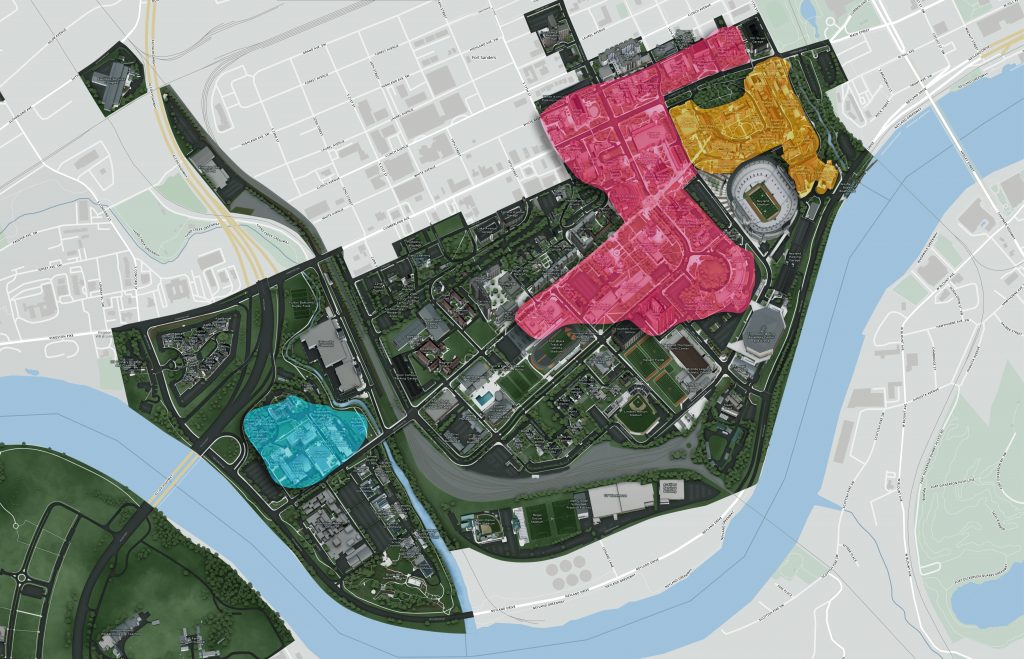 Campus Map-color coded by campus area