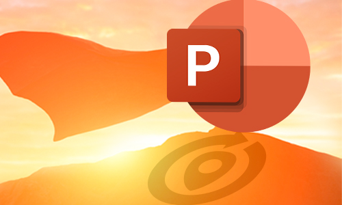 PowerPoint logo with a cape and sunset