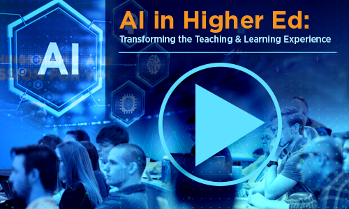 AI in Higher Ed Symposium, icon of a video player button