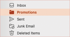 Note the Outlook folders labled Inbox, Promotions, and Junk 
Email. 