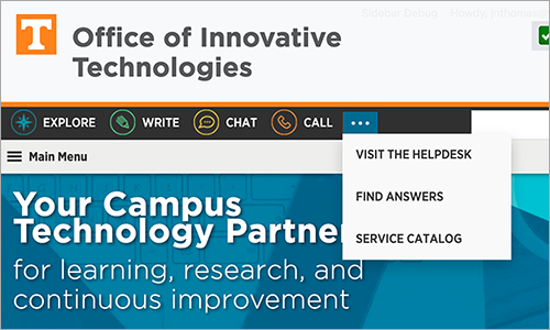 image of the OIT Website, highlighting Chat, Phone, Online