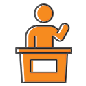 Icon of a teacher at a podium