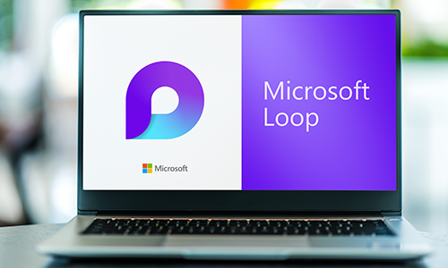 Image of a laptop with a Microsoft Loop logo