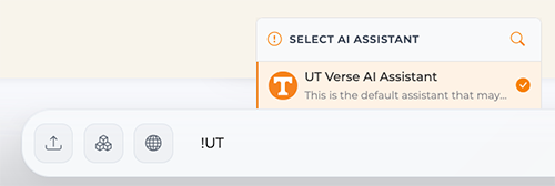Select AI Assistant, prompt window below with ! UT entered in prompt
